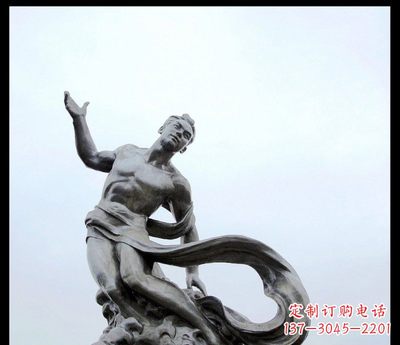 达州不锈钢站在浪花上的男人公园雕塑