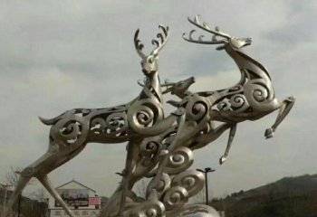 达州梅花鹿雕塑——祥云梅花鹿广场的标志
