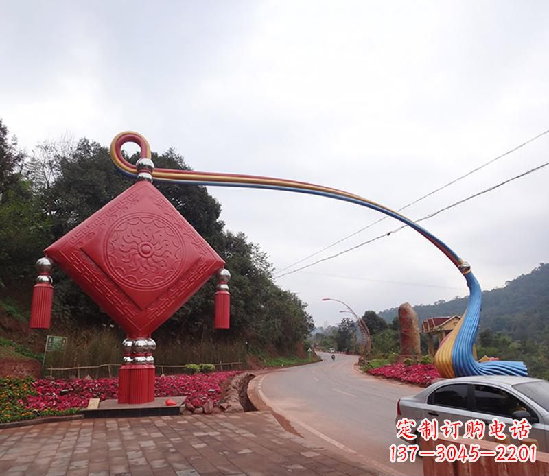 达州不锈钢中国结拱门雕塑