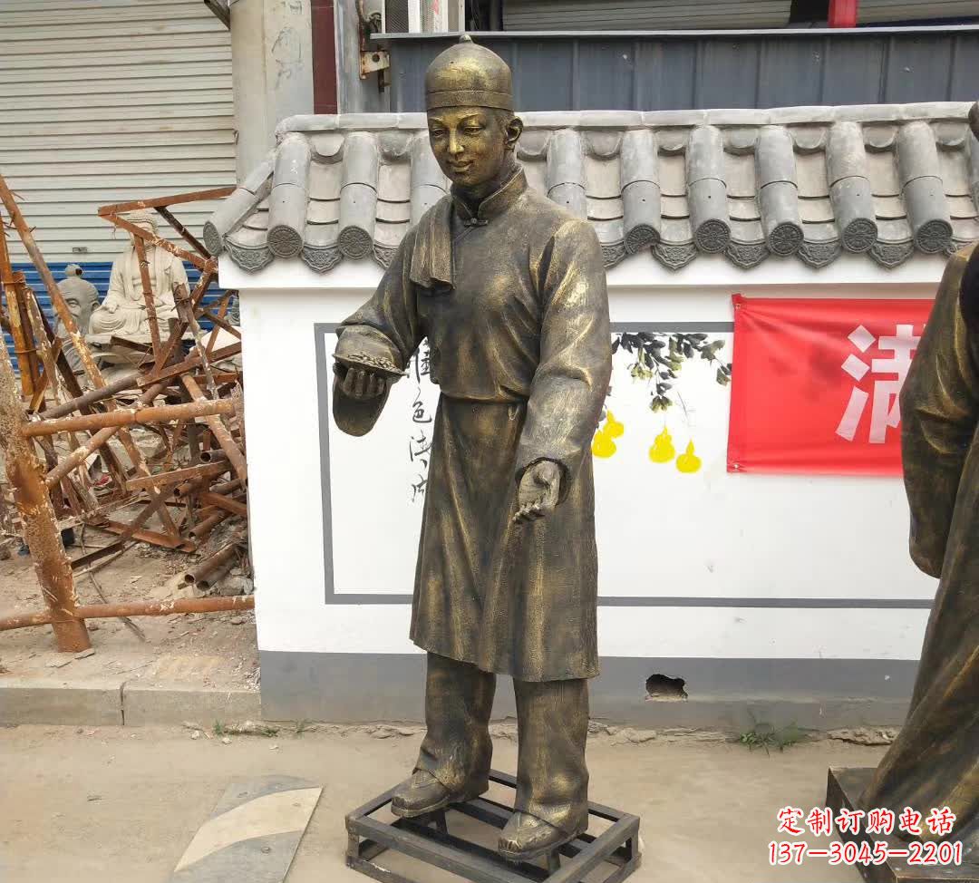 达州传承百年店小二铜雕