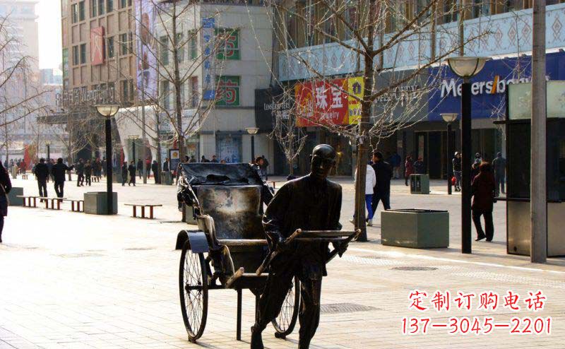 达州黄包车雕塑弘扬步行街人物景观