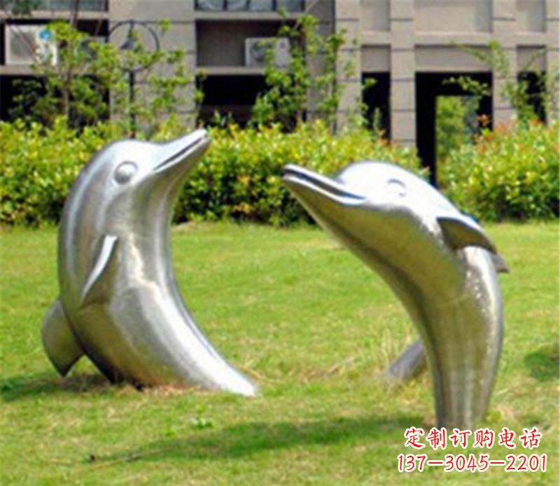 达州草坪镜面海豚不锈钢雕塑
