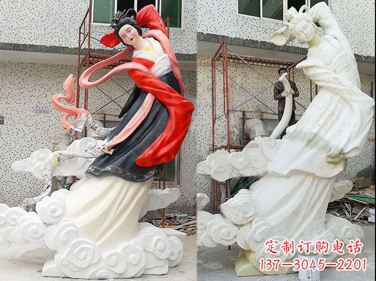 达州嫦娥玻璃钢雕塑-玻璃钢彩绘神话人物雕像