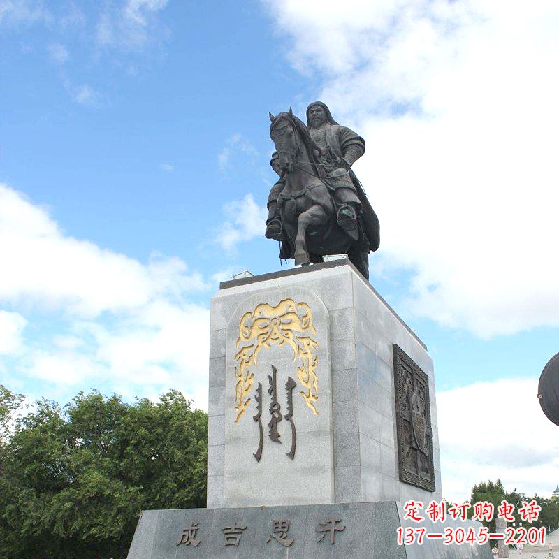 达州成吉思汗象征英雄的铜雕塑