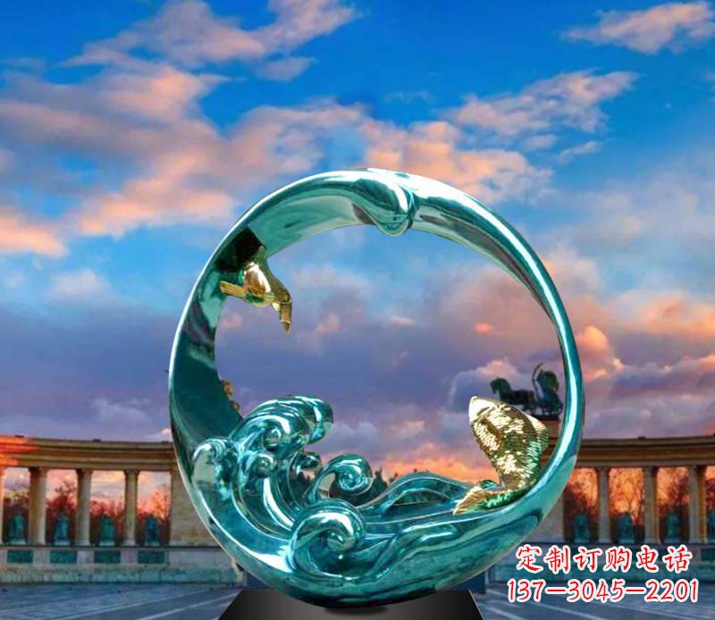 达州城市之环不锈钢彩银雕塑