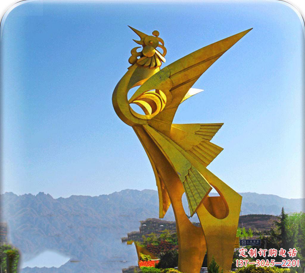 达州城市不锈钢展翅的凤凰景观雕塑