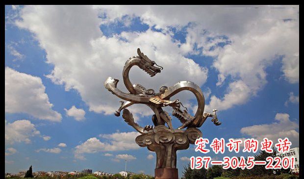 达州城市抽象双龙雕塑