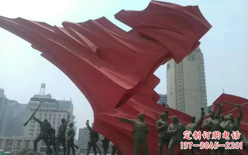达州城市大型不锈钢红军人物雕塑