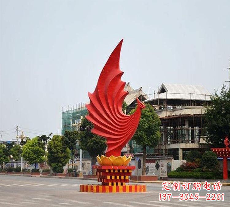 达州城市街边不锈钢凤凰雕塑