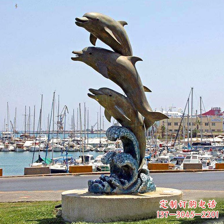 达州海豚铜雕塑传承海洋文化