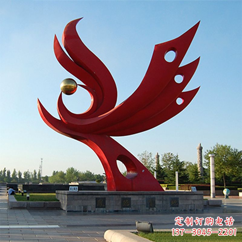 达州精美凤凰雕塑点缀公园园林景观