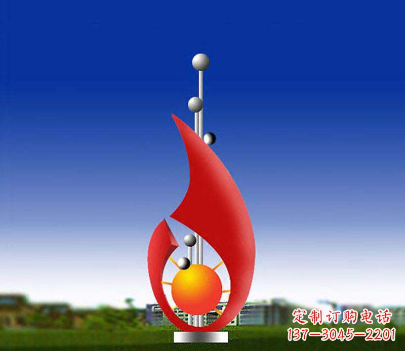 达州抽象红色水滴广场景观雕塑