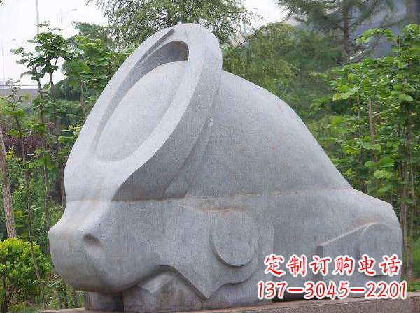 达州动物雕塑抽象石雕牛