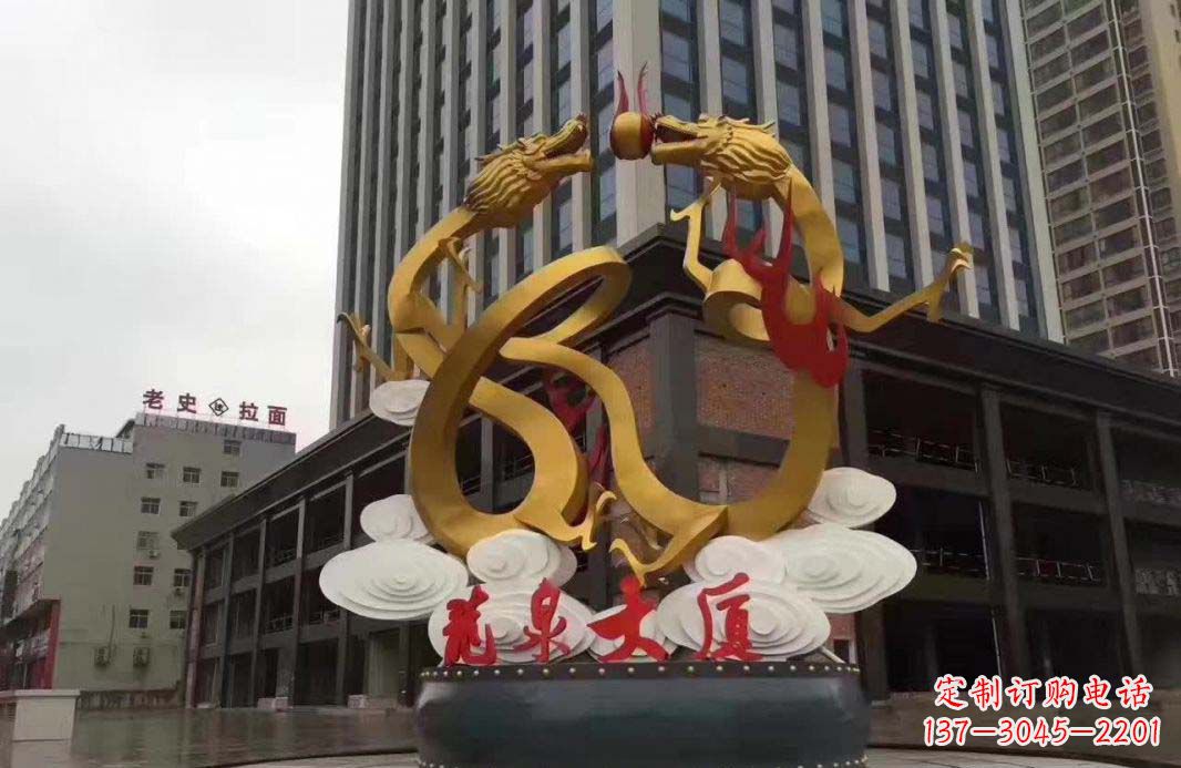 达州精美的双龙戏珠不锈钢雕塑