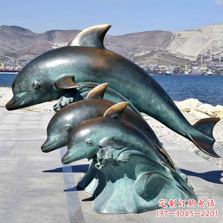 达州纯铜海豚动物雕塑