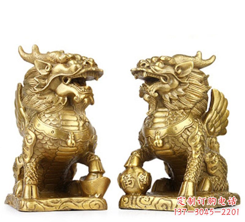 达州绚丽多彩的纯铜麒麟雕塑
