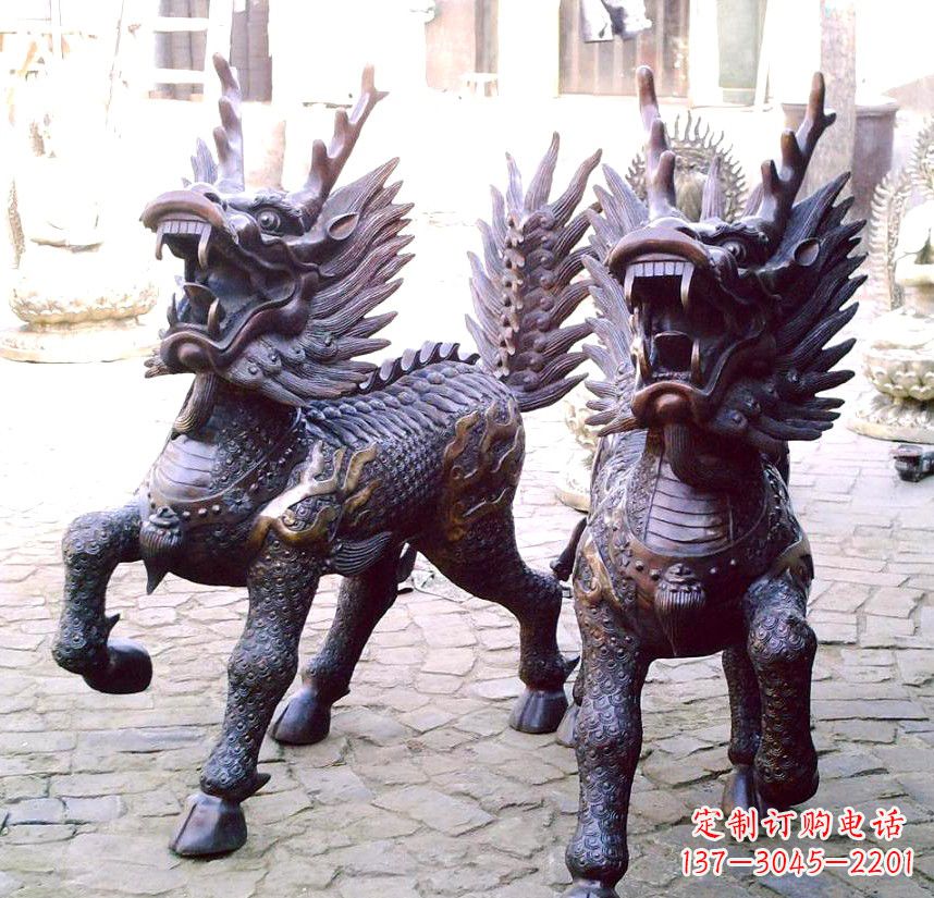 达州精美纯铜麒麟雕塑