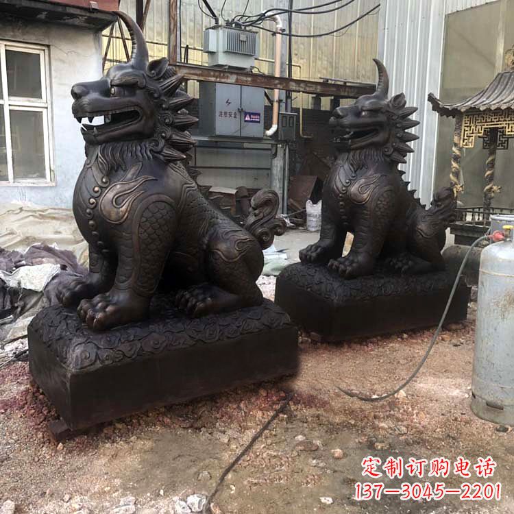 达州精美纯铜獬豸雕塑中国古代神兽雕刻之美