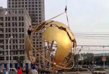 达州城市之美不锈钢镂空地球仪雕塑