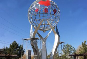 达州城市之星——不锈钢地球仪雕塑