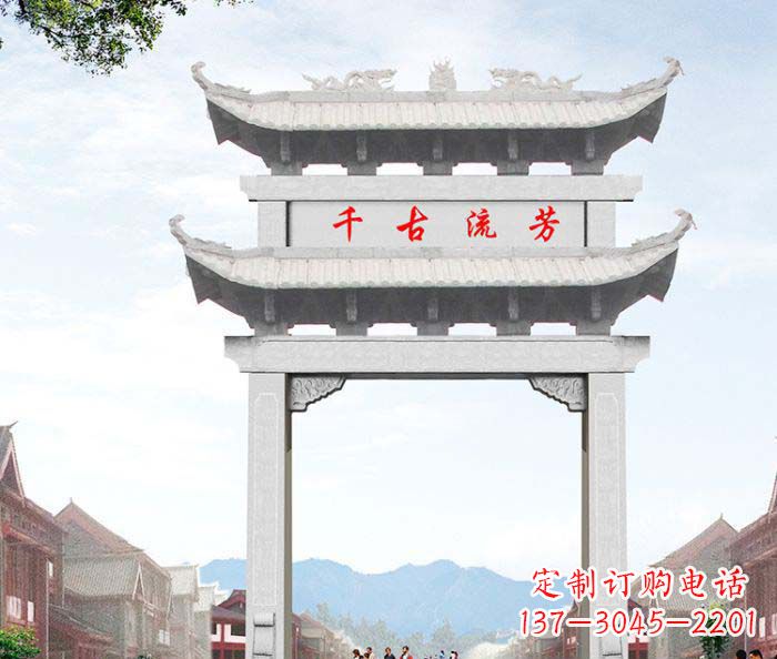 达州石雕牌坊一座传承传统的精美雕塑