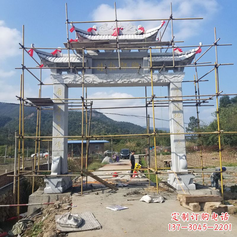 达州村庄石牌坊雕塑传承民间文化