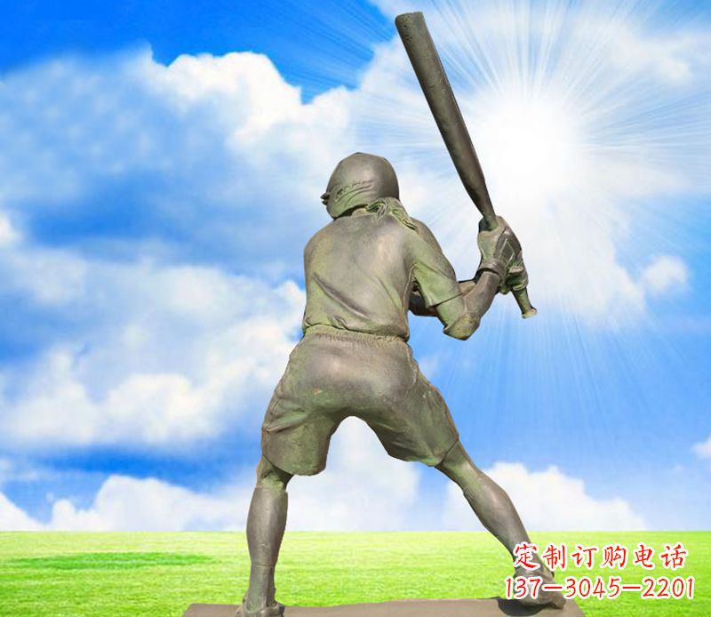 达州打棒球公园人物铜雕