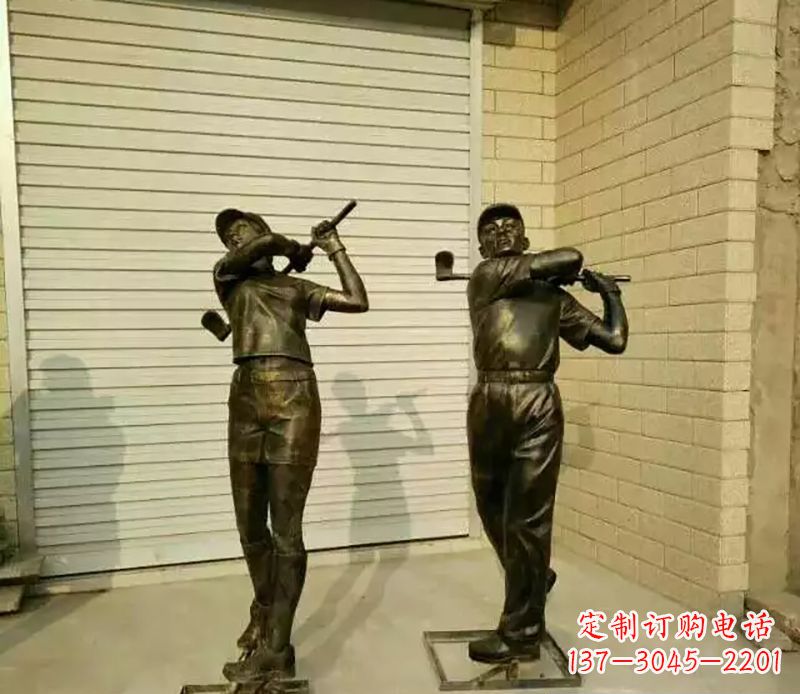 达州打高尔夫人物园景观铜雕
