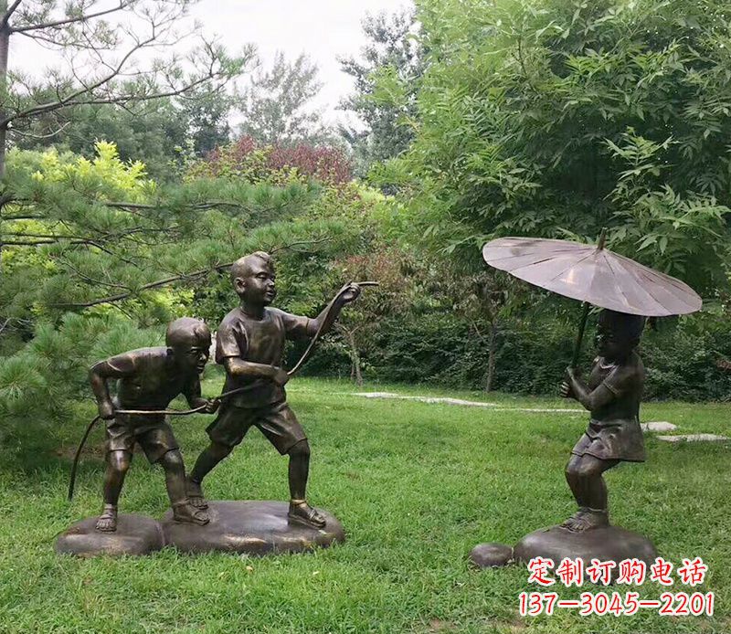 达州纪念儿童的美好时光——铜雕塑