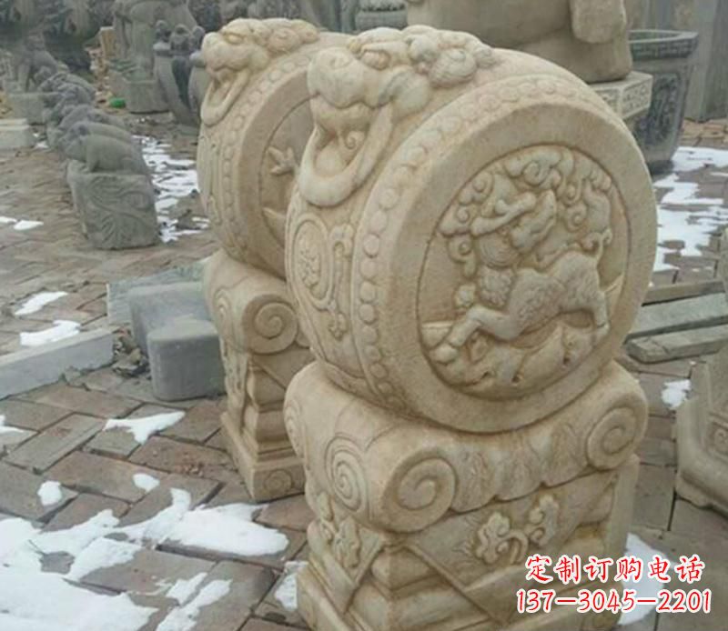 达州大理石抱鼓公园门墩雕塑——精美雕刻展现灵动之美