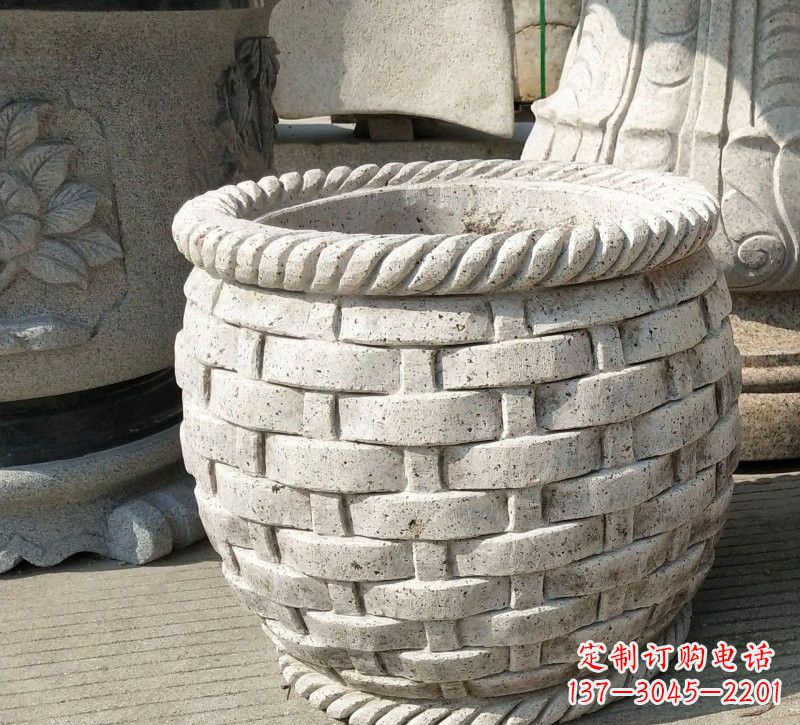 达州大理石雕塑水缸