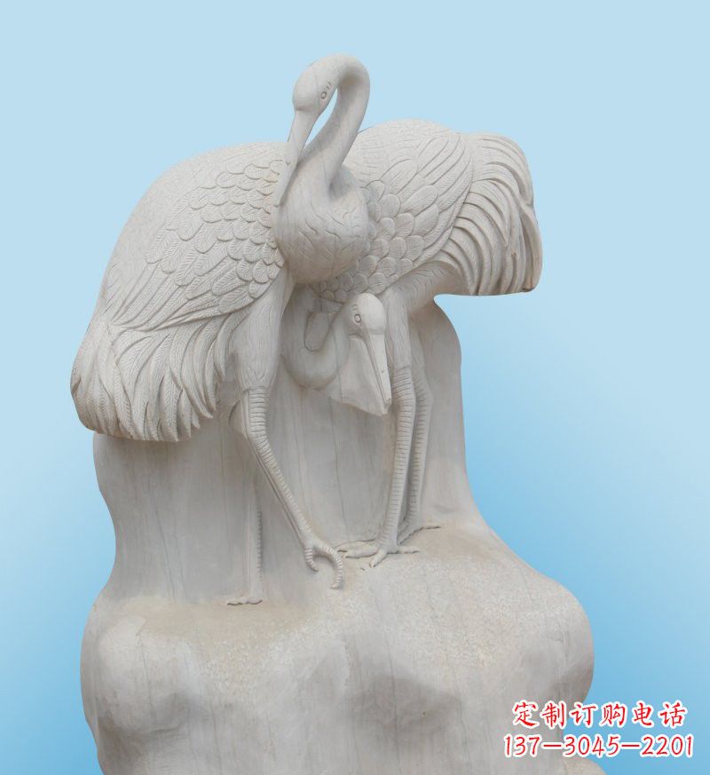 达州大理石制作的丹顶鹤雕塑