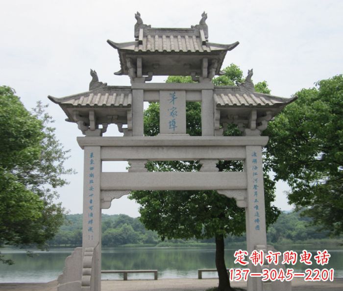 达州大理石单门牌楼雕塑精美的艺术瑰宝