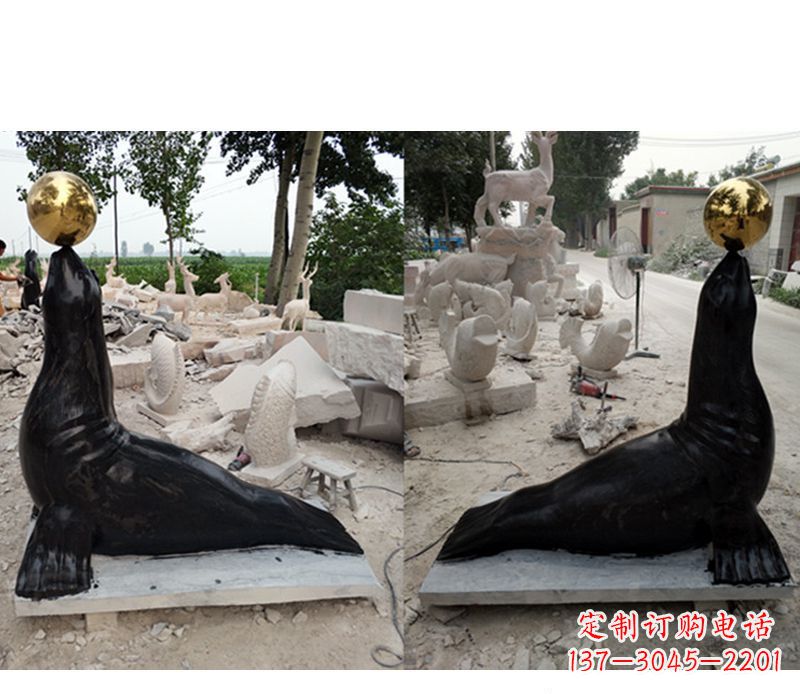 达州大理石海豹雕塑