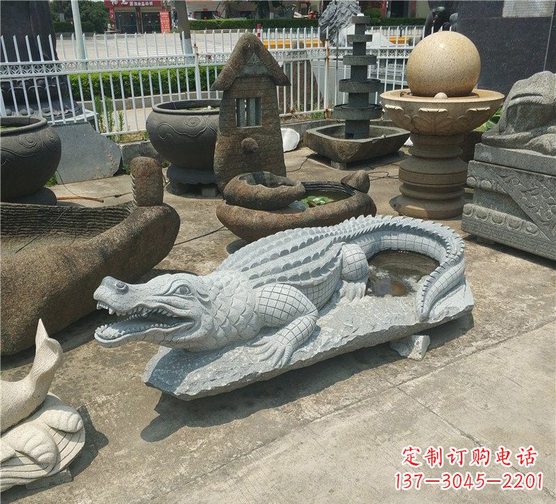 达州动物雕塑大理石鳄鱼