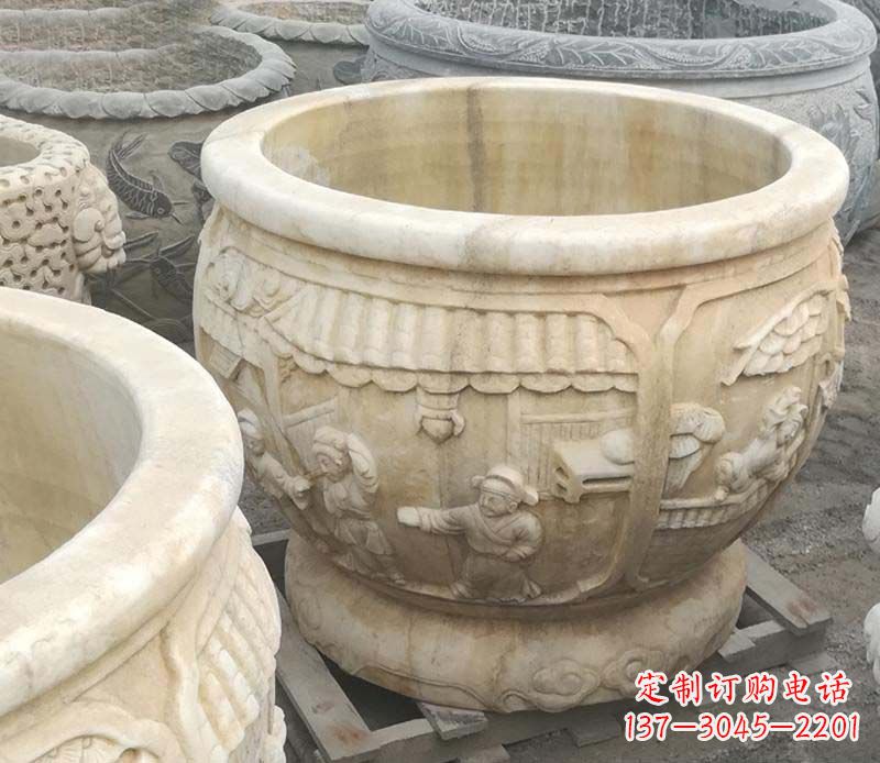 达州雕刻精美的大理石儿童水缸