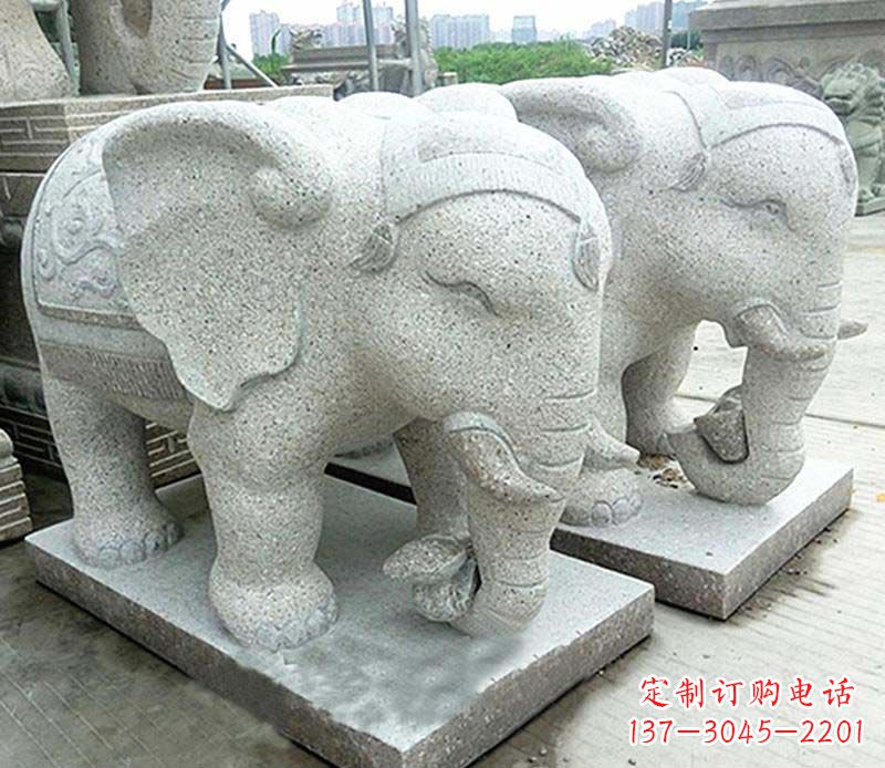 达州大理石制作的精美招财大象雕塑