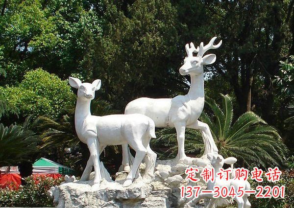 达州雕塑艺术——大理石公园小鹿石雕