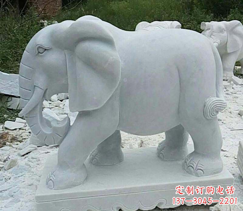 达州精雕细琢的大理石大象雕塑