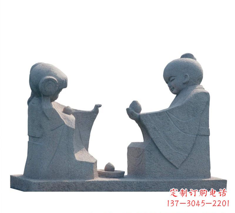 达州传统风情——大理石孔融让梨雕塑