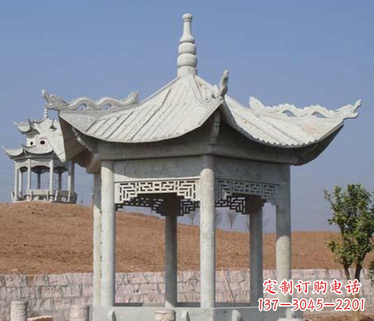达州精美大理石六角凉亭石雕