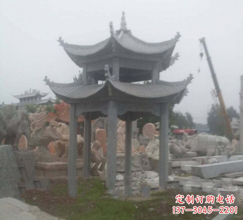 达州大理石六角凉亭石雕,精美绝伦