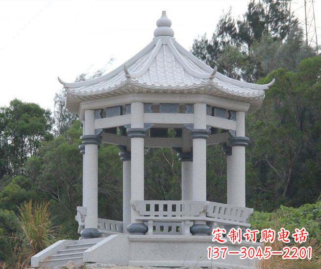 达州大理石六角石雕凉亭营造舒适环境的完美体现