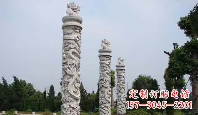 达州精美大理石龙柱雕塑