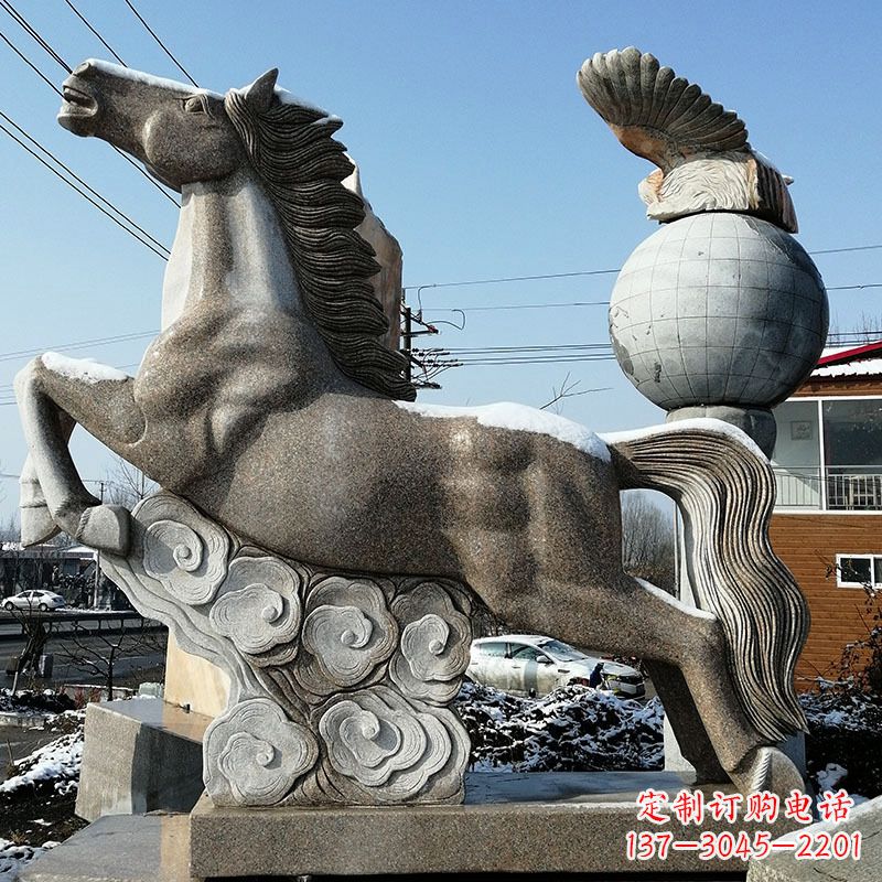 达州大理石马踏祥云雕塑