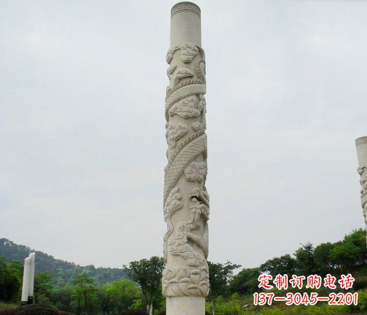 达州大理石盘龙柱雕塑