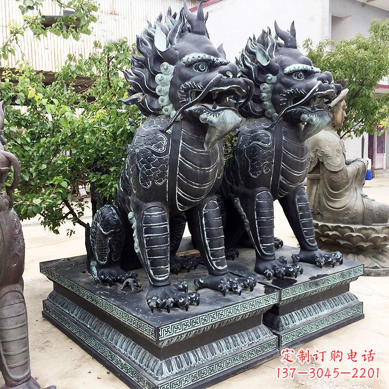 达州象征威严的大理石麒麟雕塑
