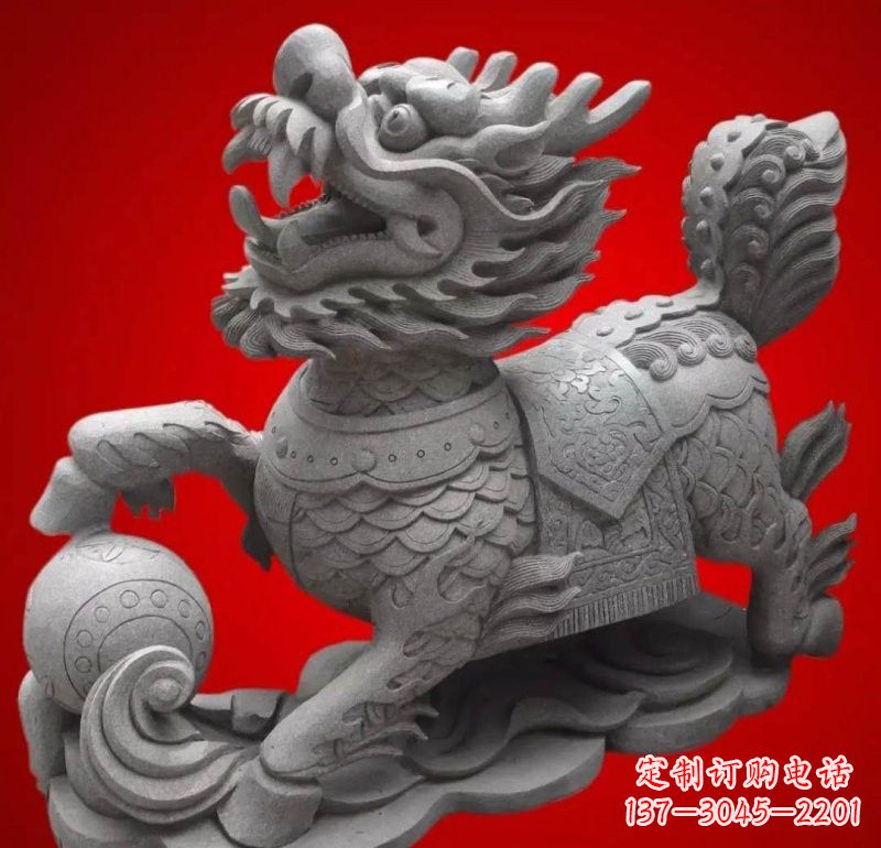达州大理石企业小区门口麒麟雕塑