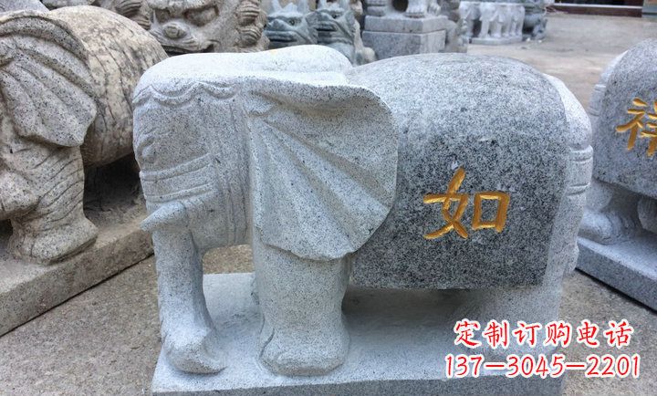 达州精美大理石石象雕塑