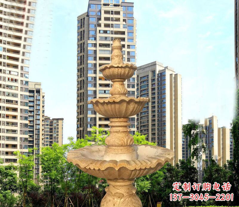 达州大理石三层喷泉公园石雕 (2)